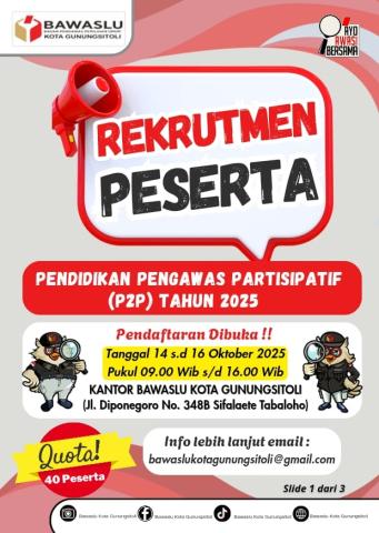 Rekrutmen Pendidikan Pengawas Partisipatif Tahun 2025